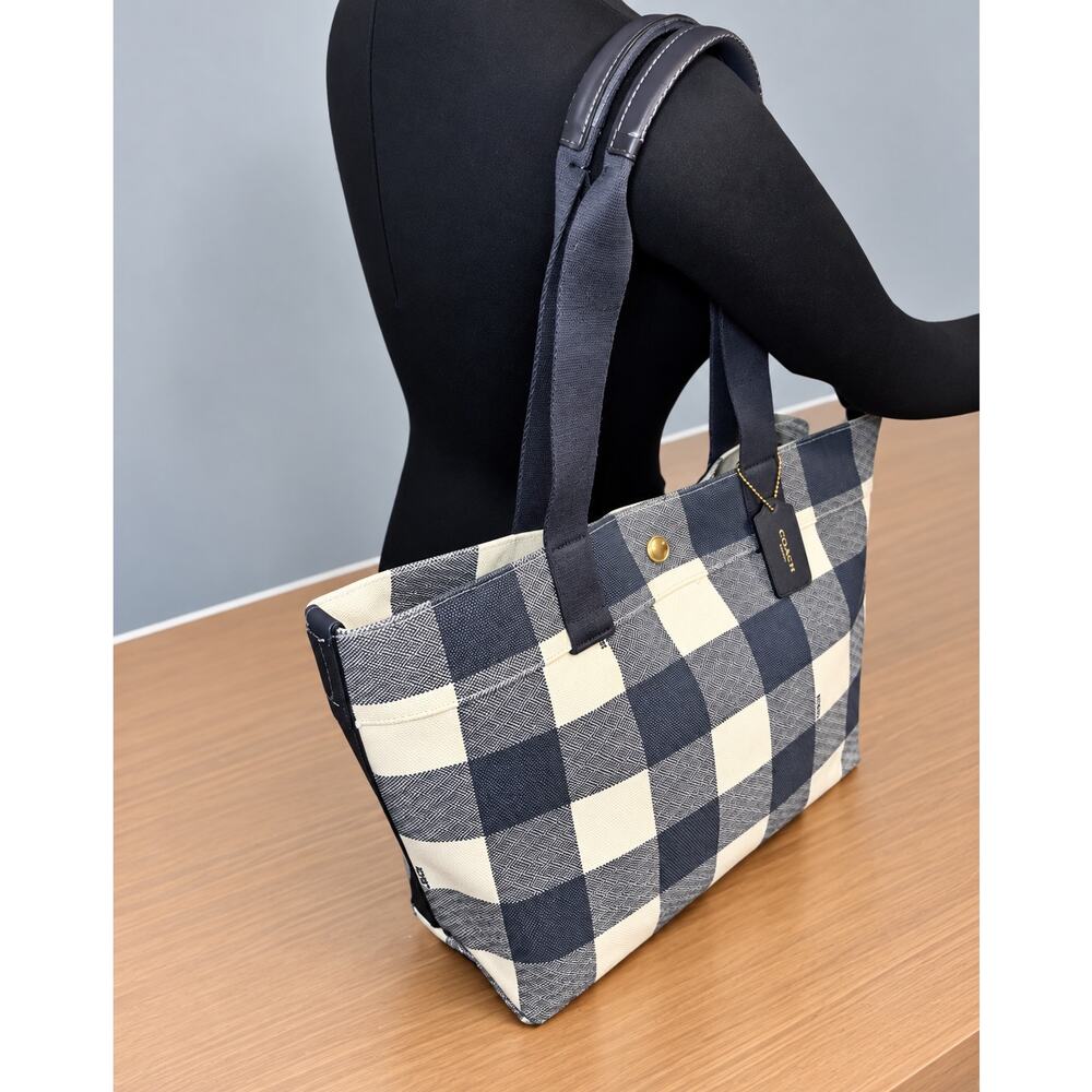 Coach F25919 Buffalo Plaid Canvas Tote Bag & F26620 Large Wristlet - Picture 10 of 14
